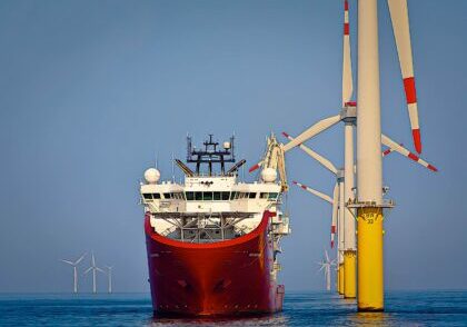 Service vehicle for offshore wind generators.